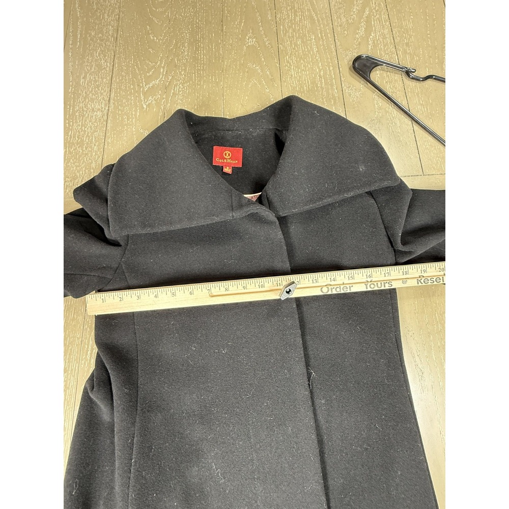 Cole Haan Coat Womens 8 Black Cashmere‎ Blend Wool Button Front Italian Fabric